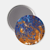 Blauw en koper Abstracte moderne kunst Magneet (Voorkant / Achterkant)