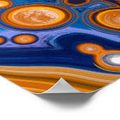 Blauw en koper Abstracte moderne kunst Poster (Hoek)