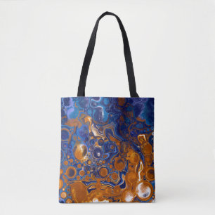 Blauw en koper Abstracte moderne kunst Tote Bag