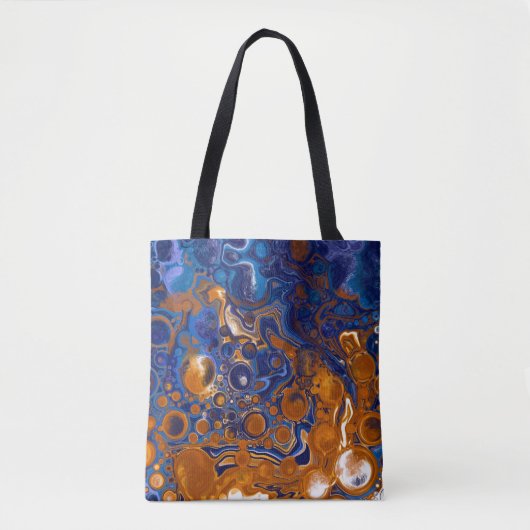 Blauw en koper Abstracte moderne kunst Tote Bag (Voorkant)