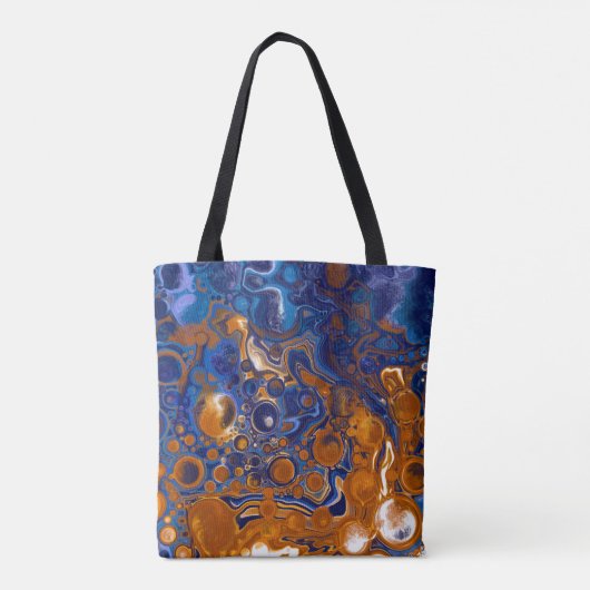 Blauw en koper Abstracte moderne kunst Tote Bag (Achterkant)