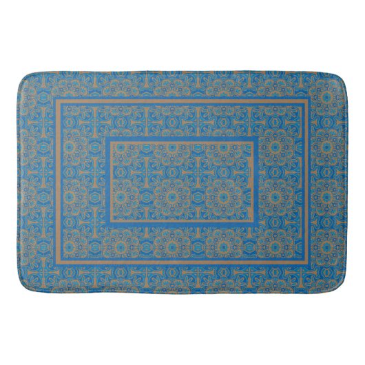 Blauw en Koper Tribal Badmat (Voorkant)