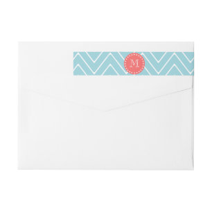 Blauw en koraal Chevron met aangepast monogram