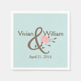  blauw en koraal Floral Wedding Napkin Servetten