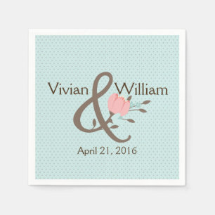  blauw en koraal Floral Wedding Napkin Servetten