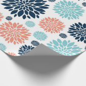 Blauw en koraal Floral Wrapping Papier (Hoek)