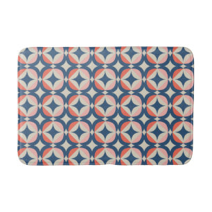 Blauw en koraal Geometrisch patroon Badmat
