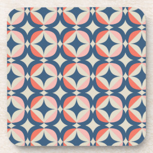 Blauw en koraal Geometrisch patroon Bier Onderzetter