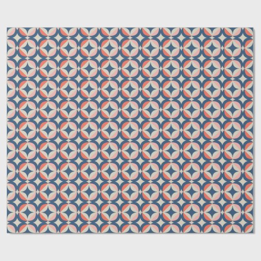 Blauw en koraal Geometrisch patroon Cadeaupapier (Vlak)