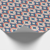 Blauw en koraal Geometrisch patroon Cadeaupapier (Hoek)