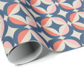 Blauw en koraal Geometrisch patroon Cadeaupapier (Rol Hoek)