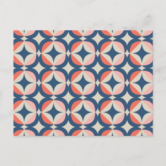 Blauw en koraal Geometrisch patroon Feestdagenkaart (Voorkant)