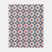 Blauw en koraal Geometrisch patroon Fleece Deken (Voorkant)