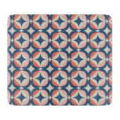Blauw en koraal Geometrisch patroon Snijplank (Voorkant)
