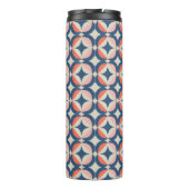 Blauw en koraal Geometrisch patroon Thermosbeker (Achterkant)