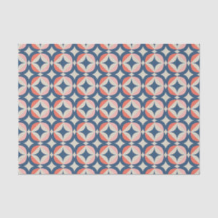 Blauw en koraal Geometrisch patroon Tissuepapier