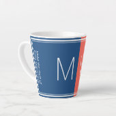 Blauw en koraal | Modern | MOTIVATIE | MONOGRAM Latte Mok (Linkerhoek)