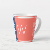 Blauw en koraal | Modern | MOTIVATIE | MONOGRAM Latte Mok (Rechterhoek)