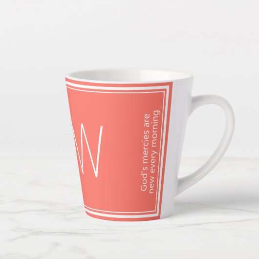 Blauw en koraal | Modern | MOTIVATIE | MONOGRAM Latte Mok (Rechts)