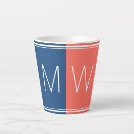 Blauw en koraal | Modern | MOTIVATIE | MONOGRAM Latte Mok
