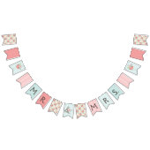 Blauw en Koraal Patronen Bruiloft Bunting Vlaggetjes (Alle)