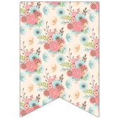 Blauw en Koraal Patronen Bruiloft Bunting Vlaggetjes (Eerste vlag)