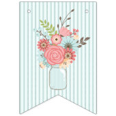 Blauw en Koraal Patronen Bruiloft Bunting Vlaggetjes (Derde vlag)