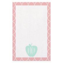 Blauw en koraal Quatrefoil Monogram leraar