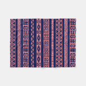 Blauw en koraal-rood-tribaal geometrisch patroon fleece deken (Voorkant (Horizontaal))