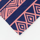 Blauw en koraal-rood-tribaal geometrisch patroon fleece deken (Hoek)