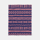 Blauw en koraal-rood-tribaal geometrisch patroon fleece deken (Voorkant)