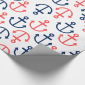 Blauw- en koraalkleuren in witte kleuren cadeaupapier (Hoek)