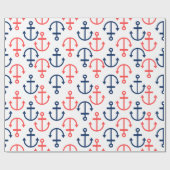 Blauw- en koraalkleuren in witte kleuren cadeaupapier (Vlak)