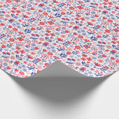 Blauw- en koraalpatroon cadeaupapier (Hoek)