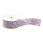 Blauw- en koraalpatroon grosgrain lint (Spoel)