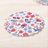 Blauw- en koraalpatroon kartonnen onderzetters (Gekanteld)