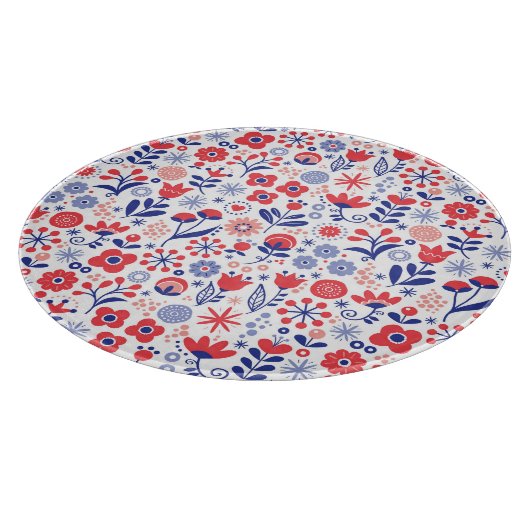 Blauw- en koraalpatroon snijplank (Hoek)