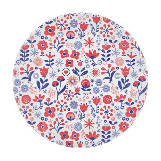 Blauw- en koraalpatroon snijplank (Voorkant)