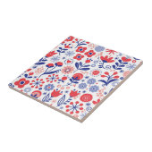 Blauw- en koraalpatroon tegeltje (Zijkant)