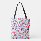 Blauw- en koraalpatroon tote bag (Achterkant)