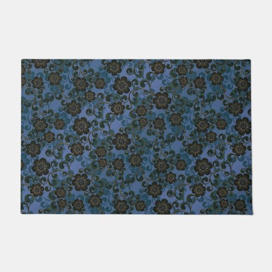 blauw en laat grijs decoratief deurmat (Voorkant)