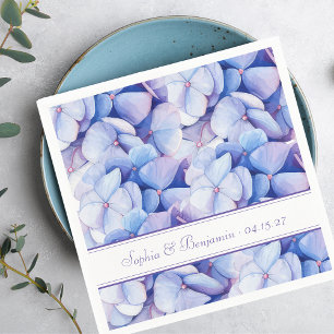 Blauw en Lavendel Bloemen Hydrangea bruiloft Servet