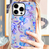 blauw en lavendel bloemenmonogram Case-Mate iPhone case