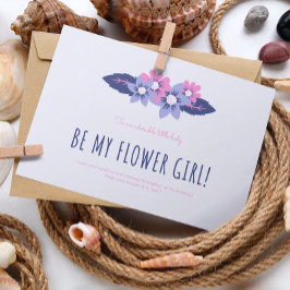 Blauw en Lavendel Bruiloft Bloemenmeisje Kaart