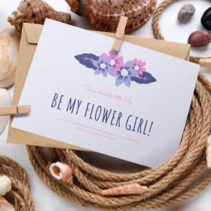 Blauw en Lavendel Bruiloft Bloemenmeisje Kaart