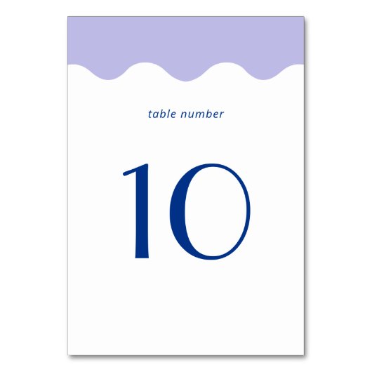 Blauw en lavendel golf scallop rand trouwfeest kaart (Achterkant)