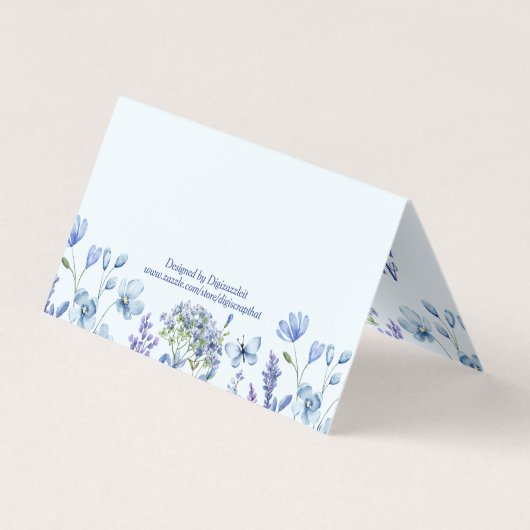 Blauw en Lavendel Wildflower Garden Gevouwen Visitekaartje (Achterkant)