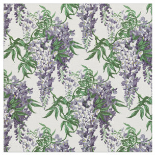  blauw en lavender Wisteria Floral Pattern Stof