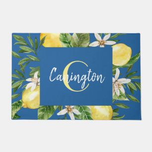 Blauw en Lemon mediterraan monogram Naam Nieuw sta Deurmat