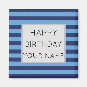 Blauw en licht blauw gestreept magneet (Voorkant)